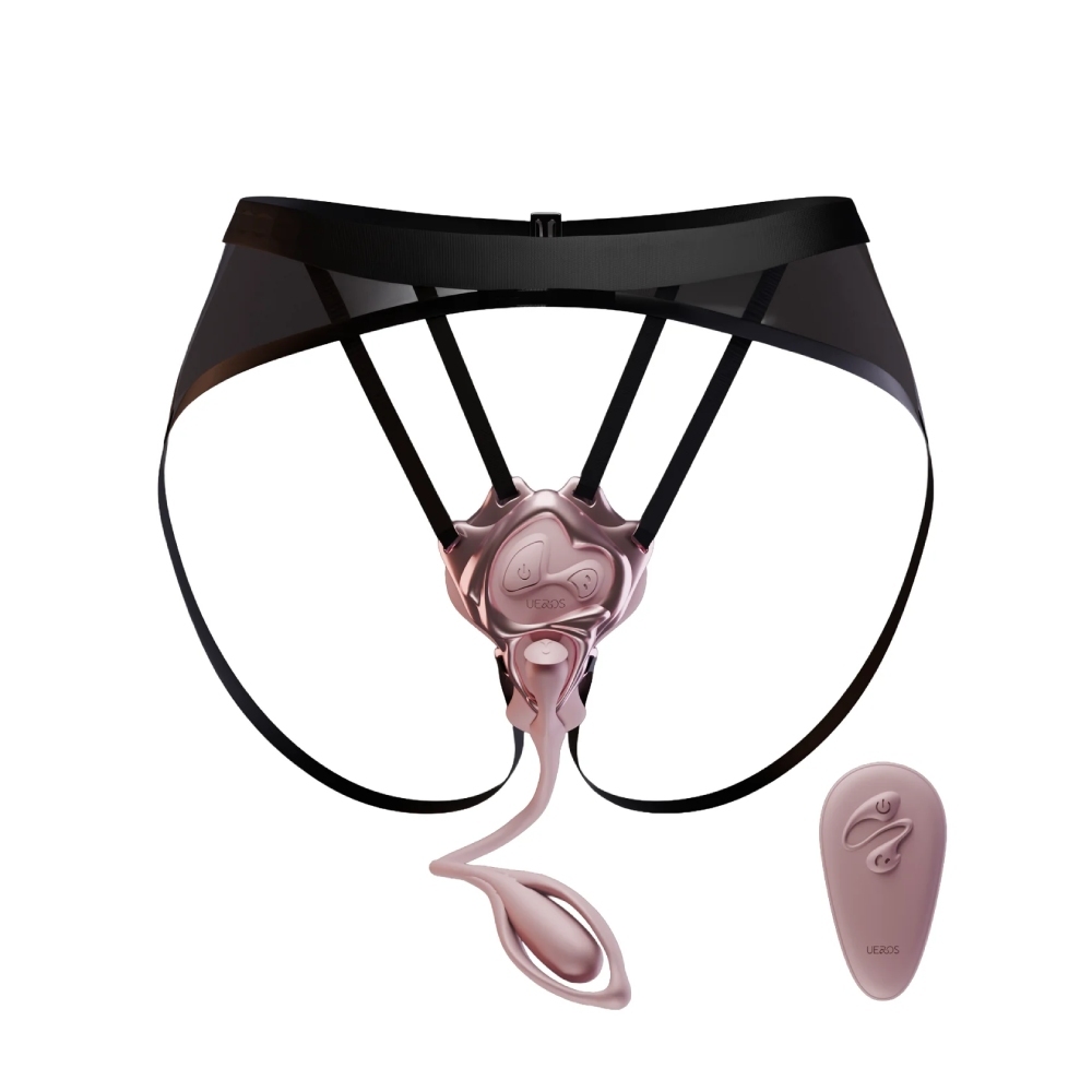 Вібропулі та міні-вібратори - Вібратор-трусики з пультом UPKO UEROS зі знімним віброяйцем, рожевий