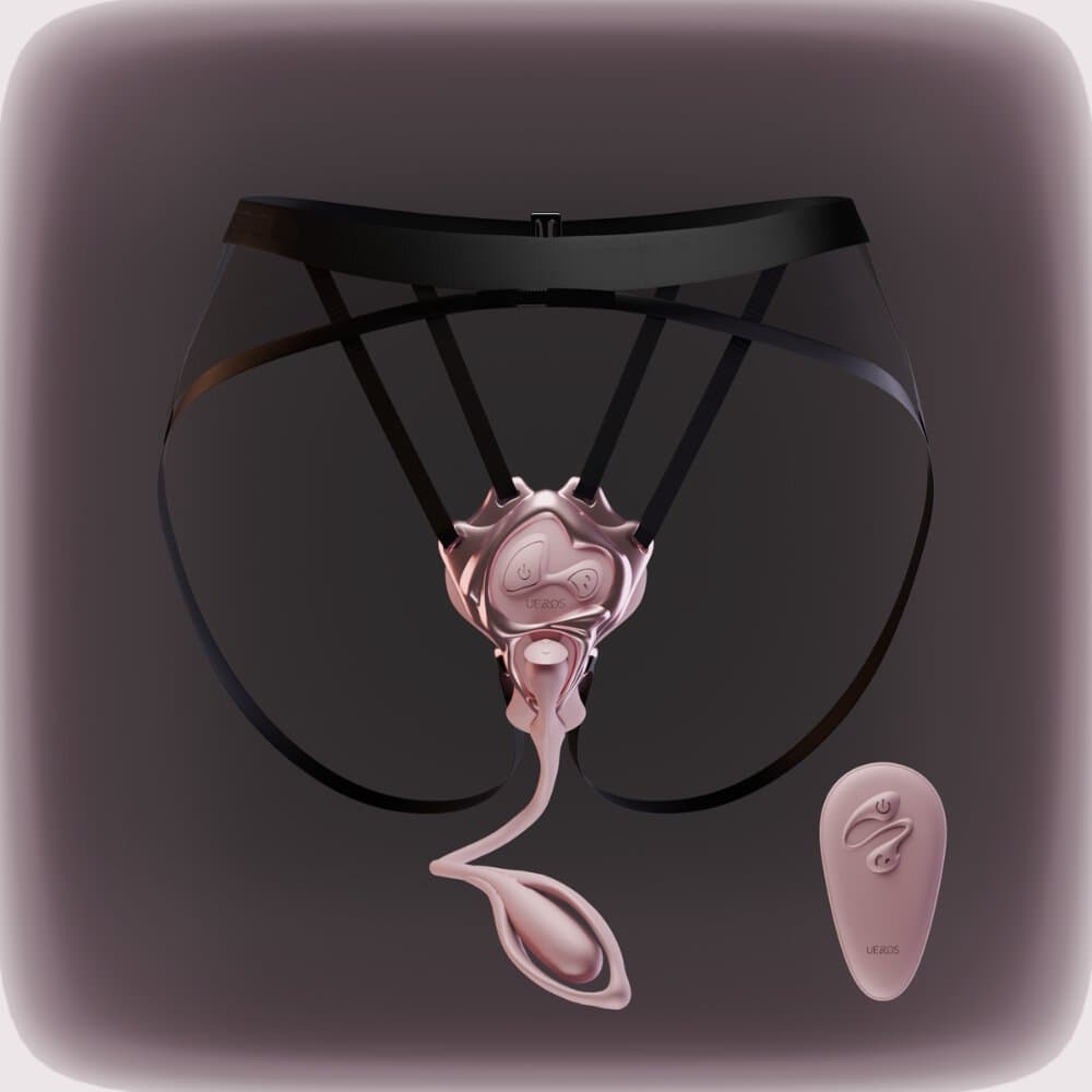 Вібропулі та міні-вібратори - Вібратор-трусики з пультом UPKO UEROS зі знімним віброяйцем, рожевий 9