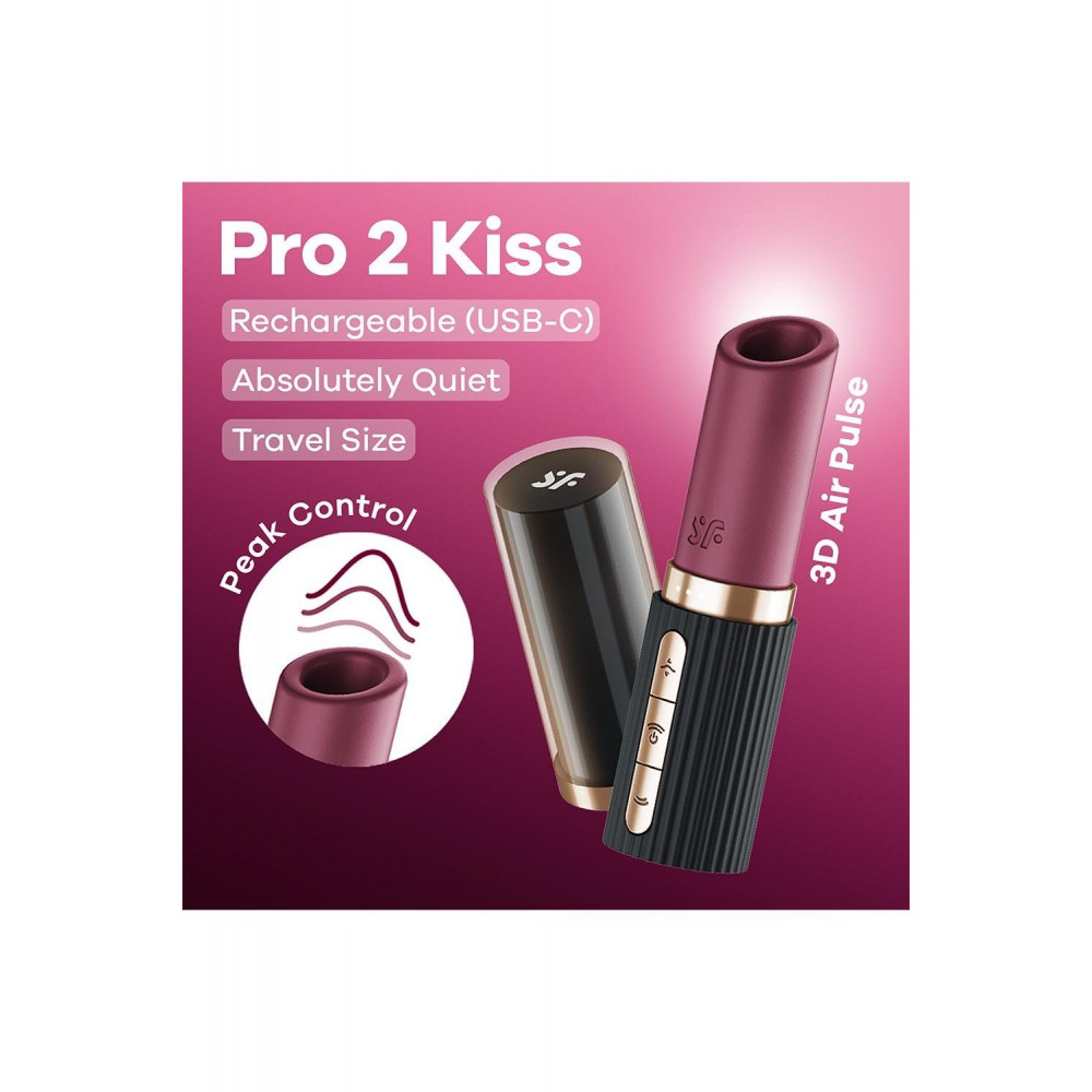 Разное - Вибратор в форме помады Satisfyer Pro 2 Kiss с вакуумной стимуляцией, красный 5