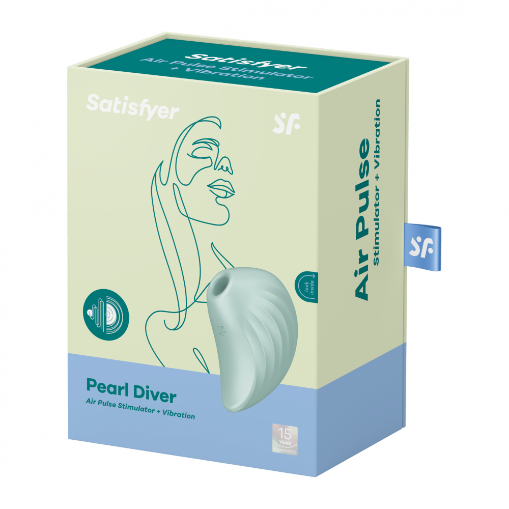 Мастурбатор - Вакуумный стимулятор клитора Pearl Diver цвет: мятный Satisfyer (Германия) 1