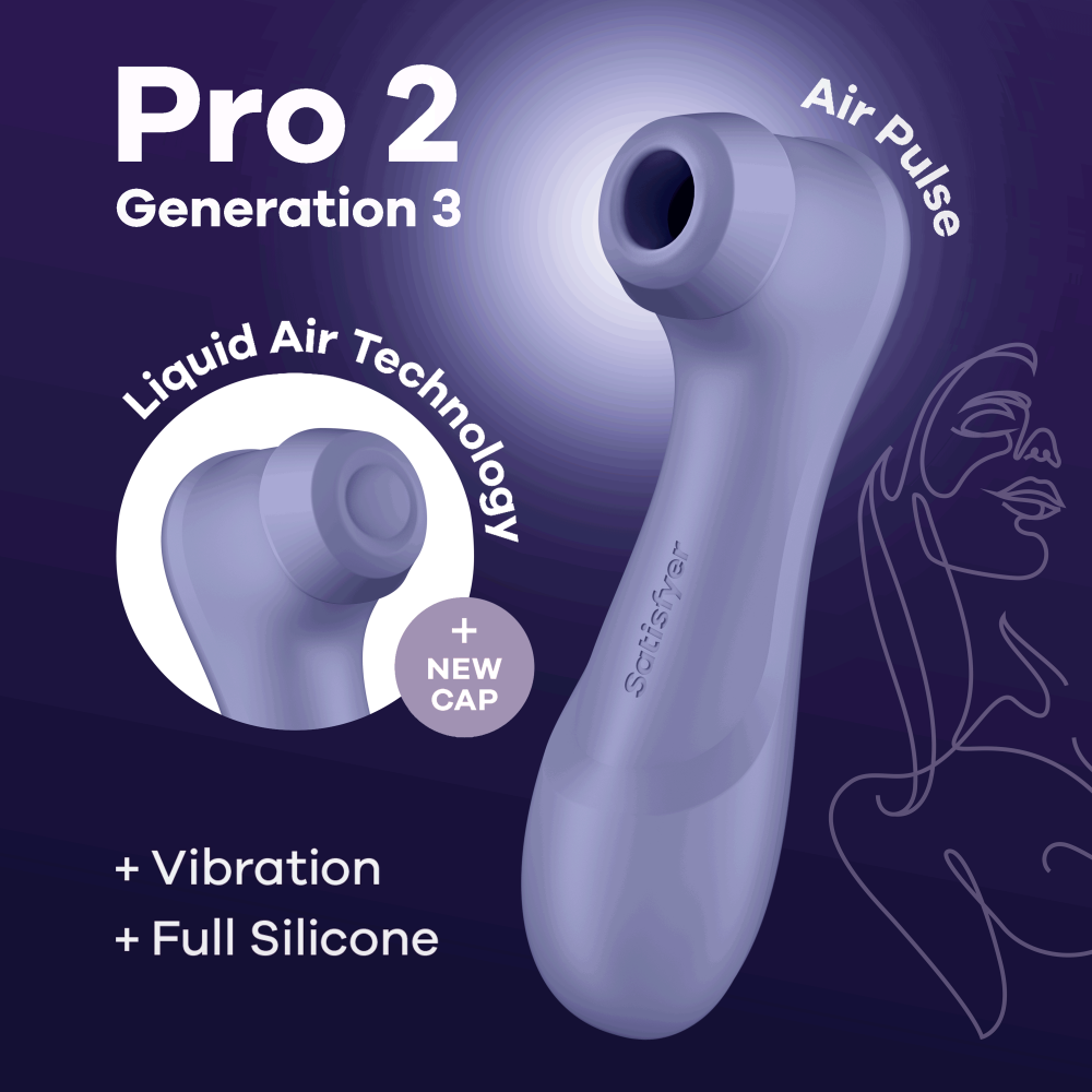 Мастурбатор - Вакуумный стимулятор клитора с вибрацией и Liquid Air Pro 2 Generation 3 Цвет: фиолетовый Satisfyer (Германия) 2