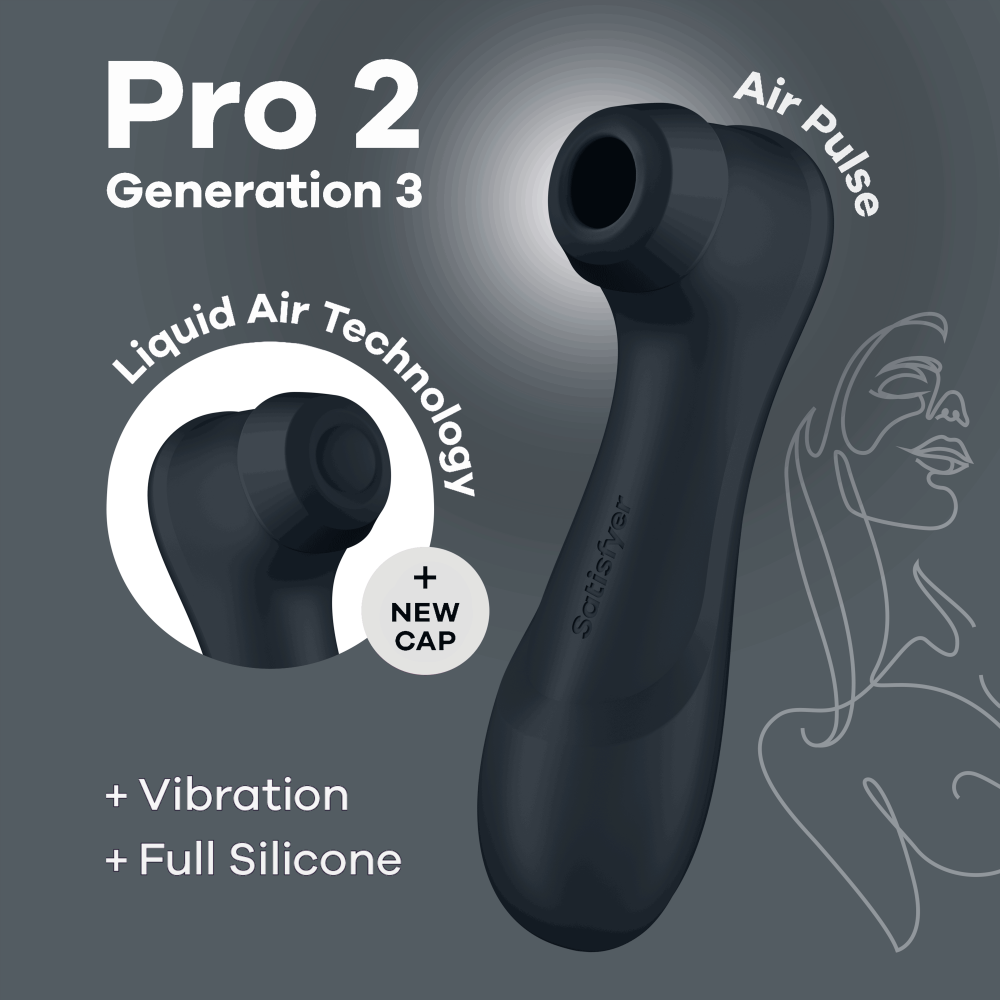 Мастурбатор - Вакуумный стимулятор клитора с вибрацией и Liquid Air Pro 2 Generation 3 цвет: темно-серый Satisfyer (Германия) 2