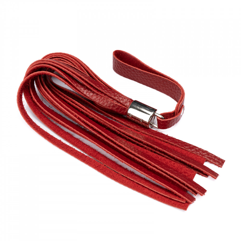 Электростимуляторы - Флоггер из натуральной кожи Flirty Soft Leather - Red, BM-00025 1