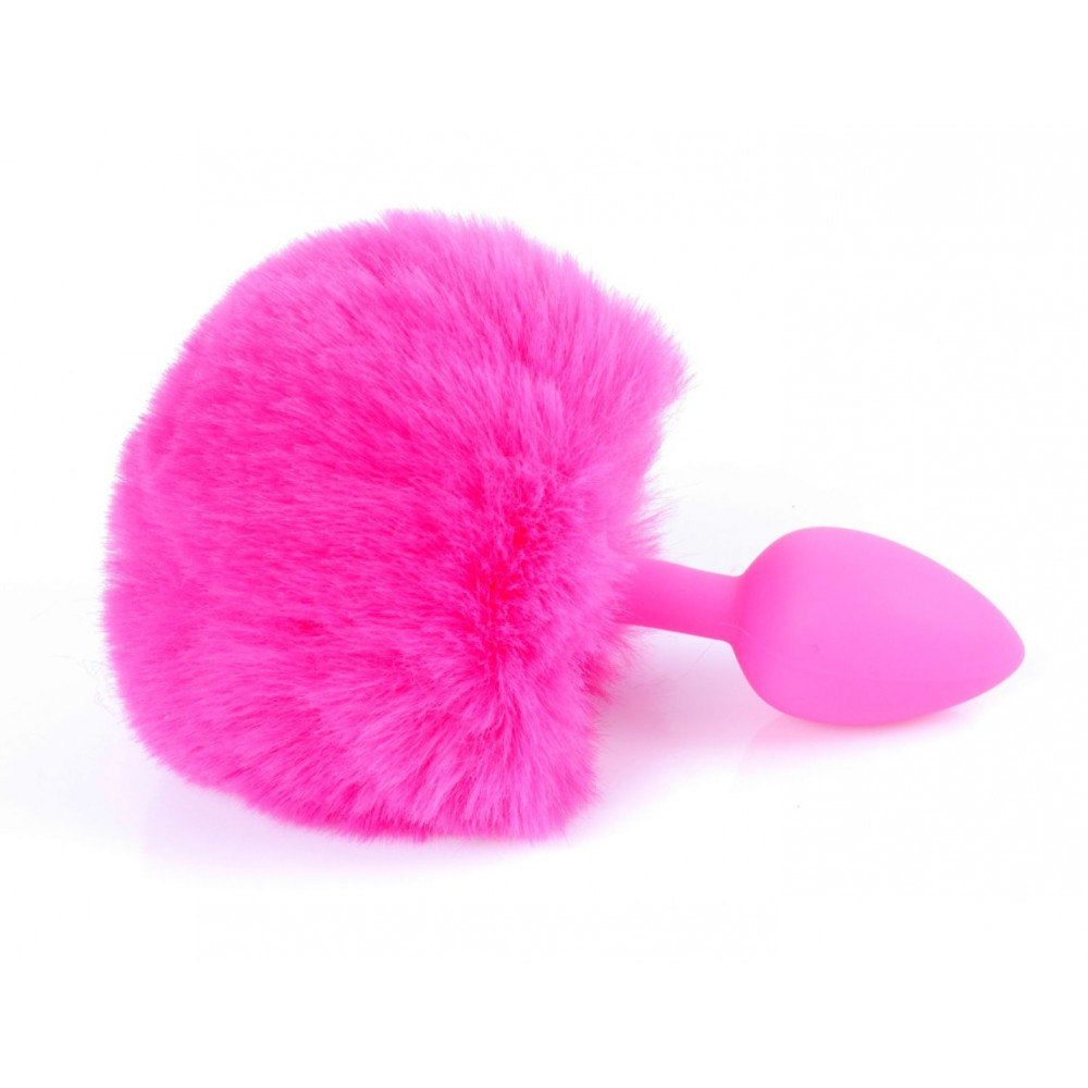 Анальные игрушки - Анальная пробка ( размер S ) с хвостом Boss Series - Silicon PLUG Bunny Tail Pink, BS6400099 4