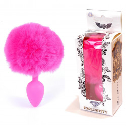 Анальная пробка ( размер S ) с хвостом Boss Series - Silicon PLUG Bunny Tail Pink, BS6400099