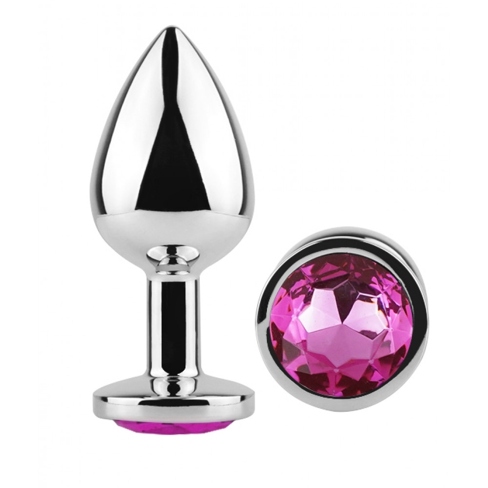  - Анальная пробка с кристаллом EGZO - Silver Round Plug Rose size M 1