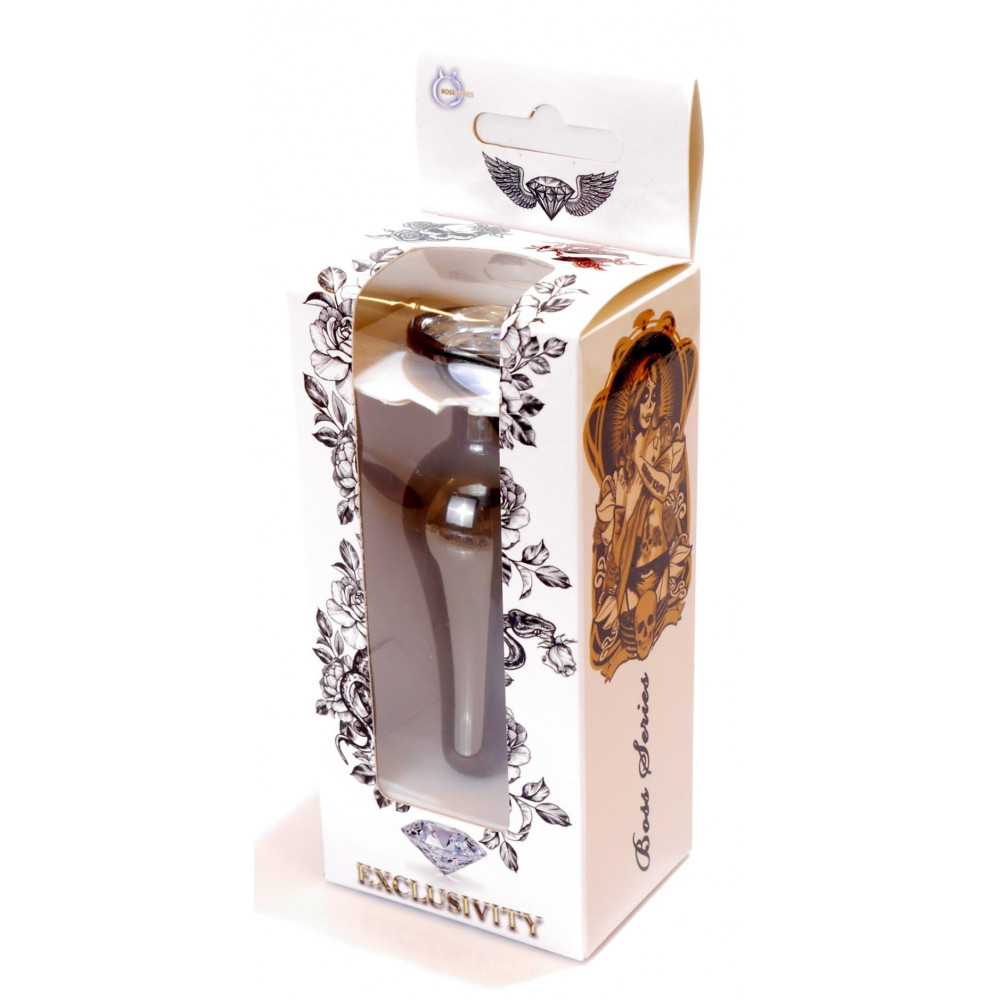 Анальные игрушки без вибрации - Анальная пробка Boss Series - Jewellery Dark Silver BUTT PLUG Clear, BS6400057 6