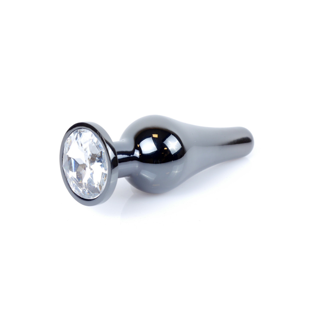 Анальные игрушки без вибрации - Анальная пробка Boss Series - Jewellery Dark Silver BUTT PLUG Clear, BS6400057 10