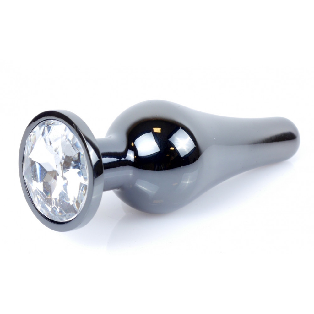 Анальные игрушки без вибрации - Анальная пробка Boss Series - Jewellery Dark Silver BUTT PLUG Clear, BS6400057 2