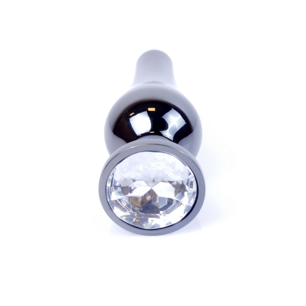 Анальные игрушки без вибрации - Анальная пробка Boss Series - Jewellery Dark Silver BUTT PLUG Clear, BS6400057 9