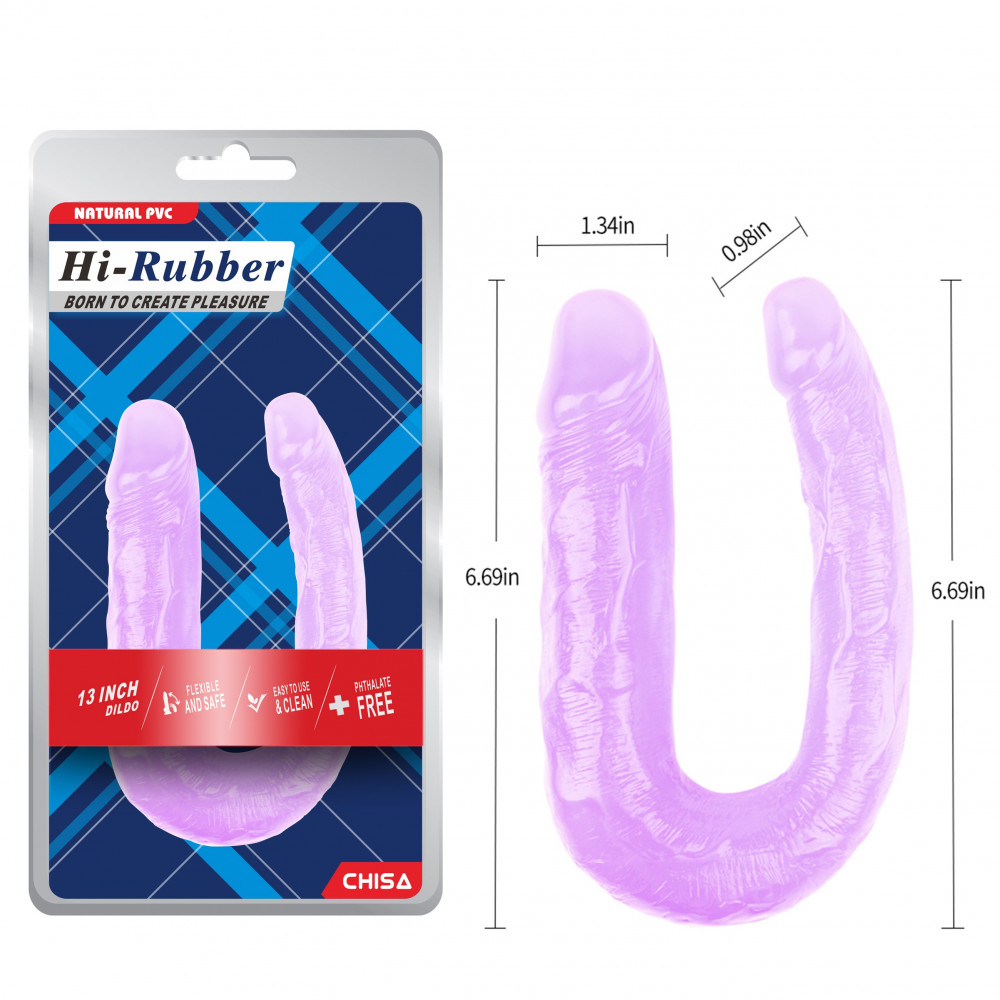 - Фалоімітатор подвійний Chisa Hi-Rubber 13 Inch Dildo, фіолетовий 4