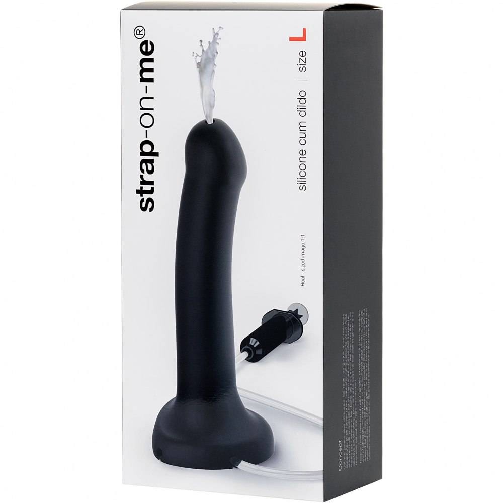 Секс игрушки - Фалоиммитатор с семяизвержением Strap-On-Me, черный, размер L, 19.6 х 3.6 см 12