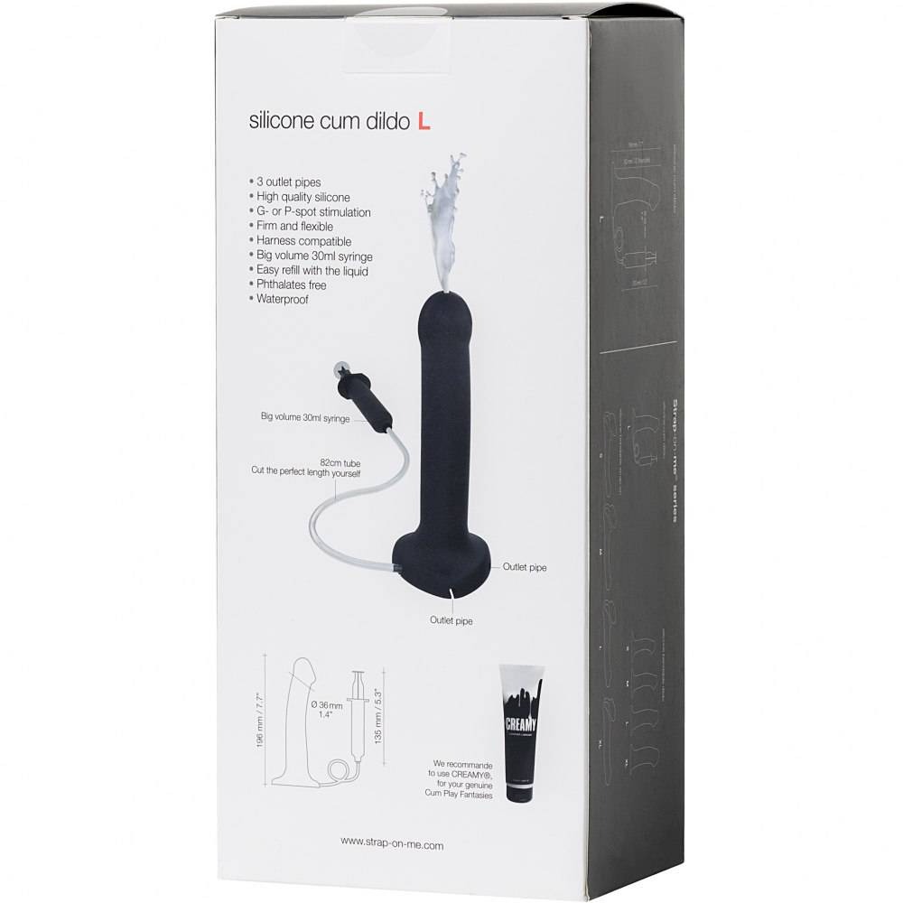Секс игрушки - Фалоиммитатор с семяизвержением Strap-On-Me, черный, размер L, 19.6 х 3.6 см 13