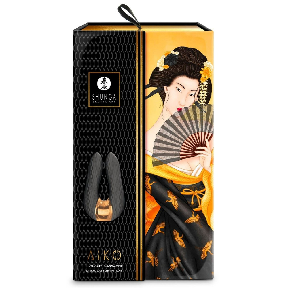 Секс игрушки - Клиторальный вибратор Shunga Aiko черного цвета, 10.5 см х 6.5 см 1