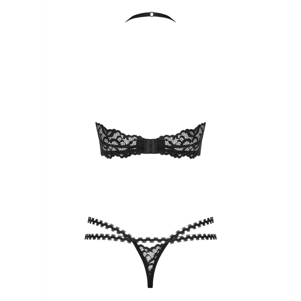 Разное - Комплект кружевной Obsessive Joylace с вкраплениями жемчужин, черный, L/XL 3