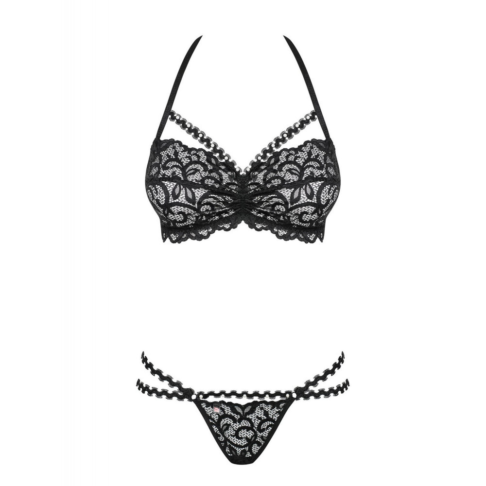 Разное - Комплект кружевной Obsessive Joylace с вкраплениями жемчужин, черный, L/XL 2