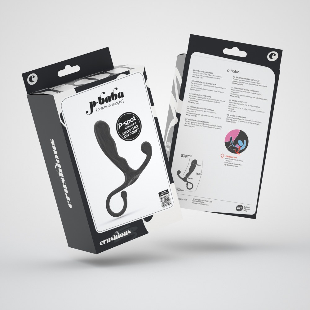 Массажеры простаты - Массажёр простаты с рельефом Crushious P-BABA, чёрный, 15 х 3 см 8