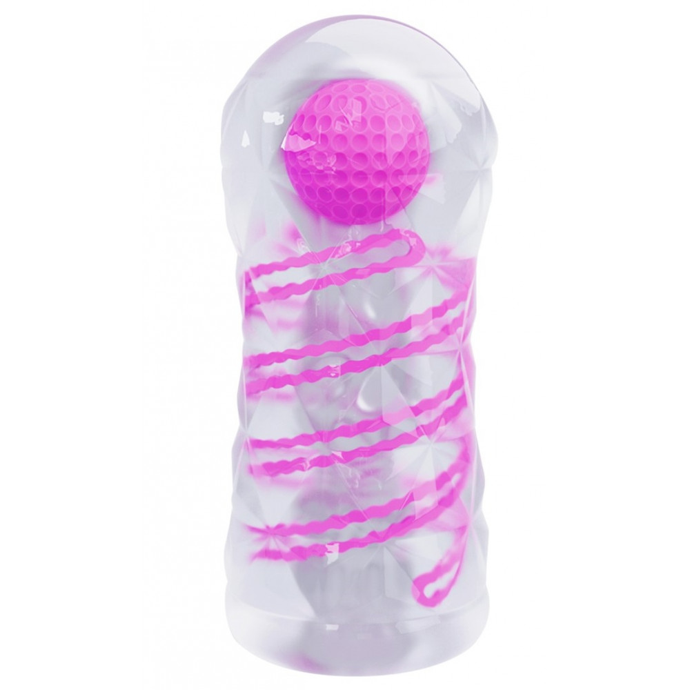 Мастурбаторы вагины - Мастурбатор с внутренней спиральной структурой и стимулирующим шариком Pretty Love - Transparent masturbator Pink, BM-009229N-1 9
