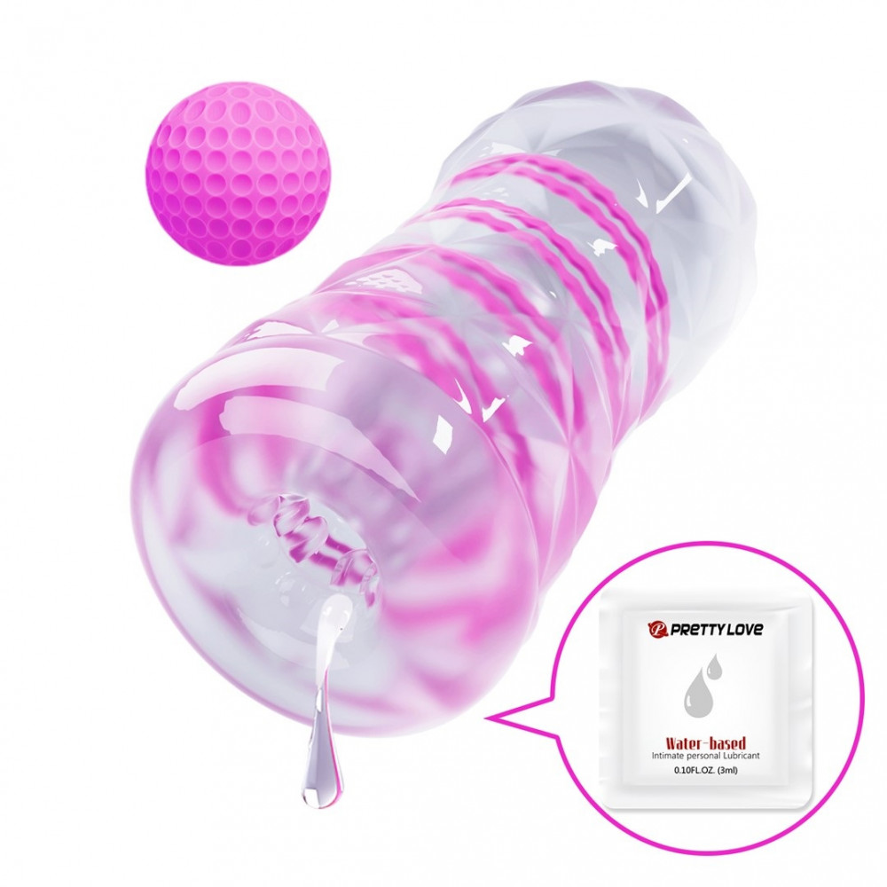 Мастурбаторы вагины - Мастурбатор с внутренней спиральной структурой и стимулирующим шариком Pretty Love - Transparent masturbator Pink, BM-009229N-1 8