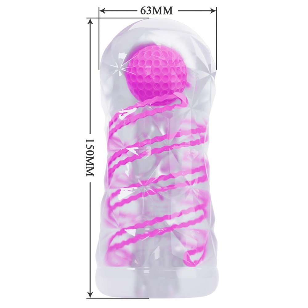Мастурбаторы вагины - Мастурбатор с внутренней спиральной структурой и стимулирующим шариком Pretty Love - Transparent masturbator Pink, BM-009229N-1 6