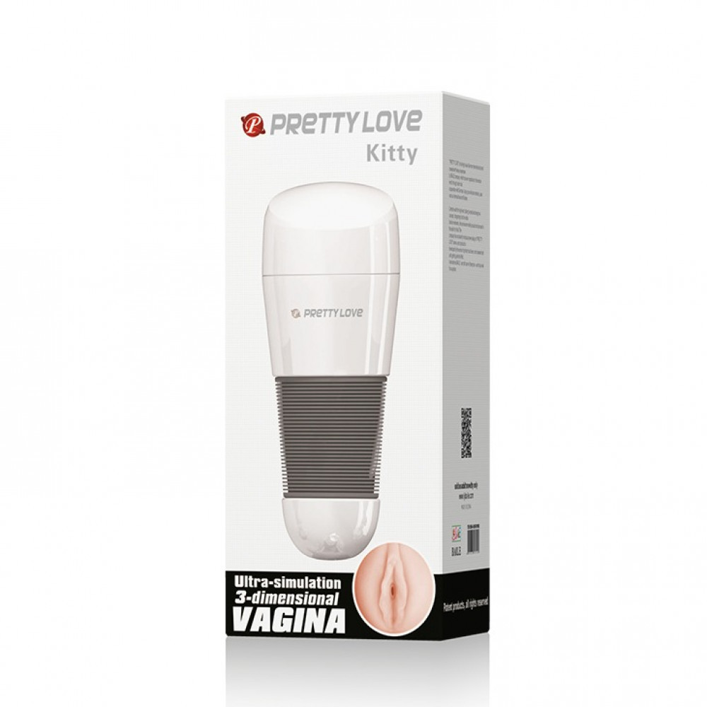 - Мастурбатор вагін реалістичний в білій колбі Pretty Love Kitty Vagina 5