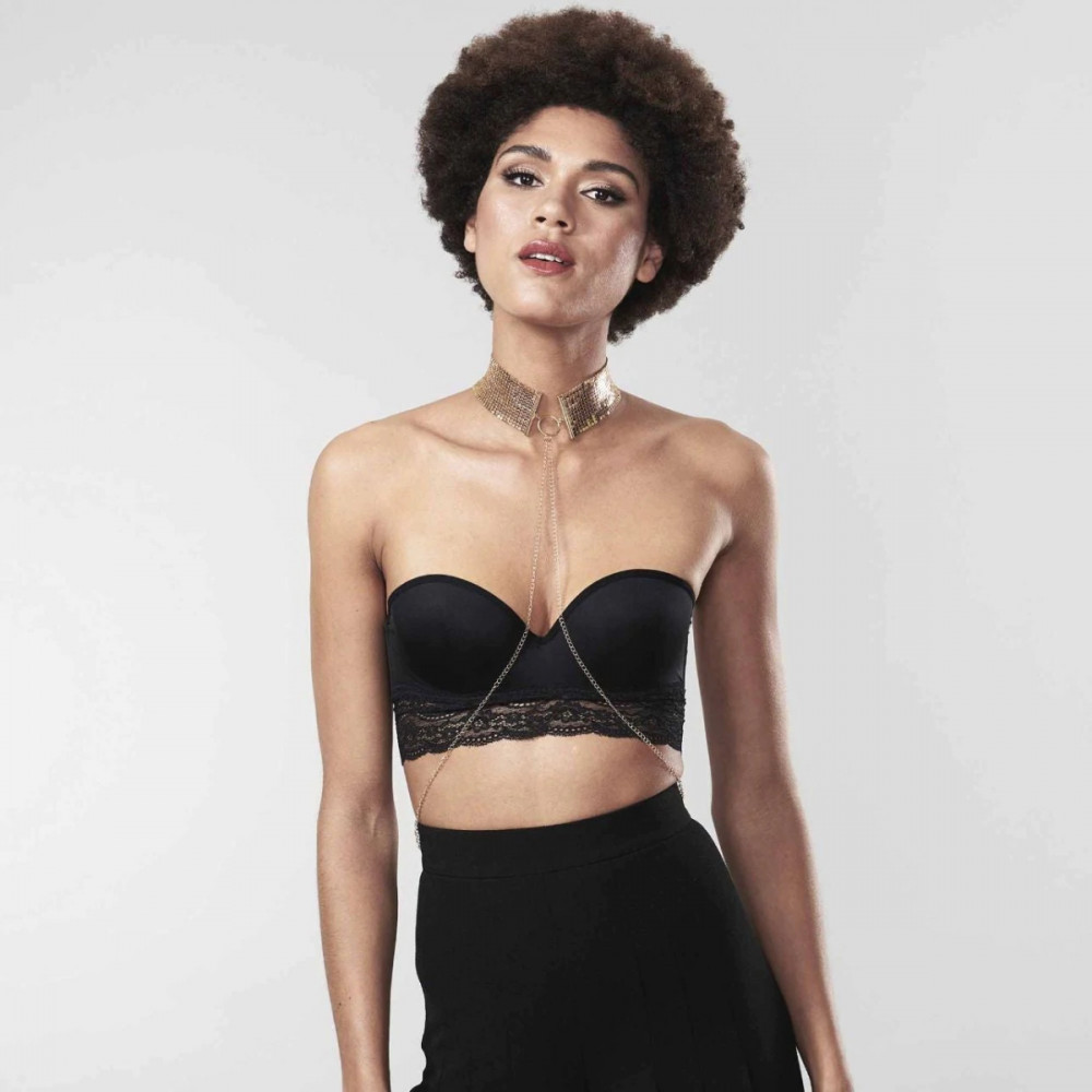 Різне - Ожерелье-ошейник з цепочкою Bijoux Indiscrets золоте, 59 см 1