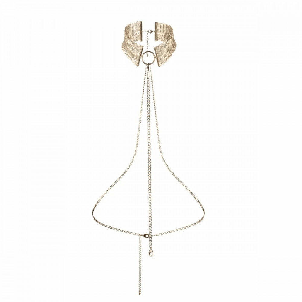 Різне - Ожерелье-ошейник з цепочкою Bijoux Indiscrets золоте, 59 см 3