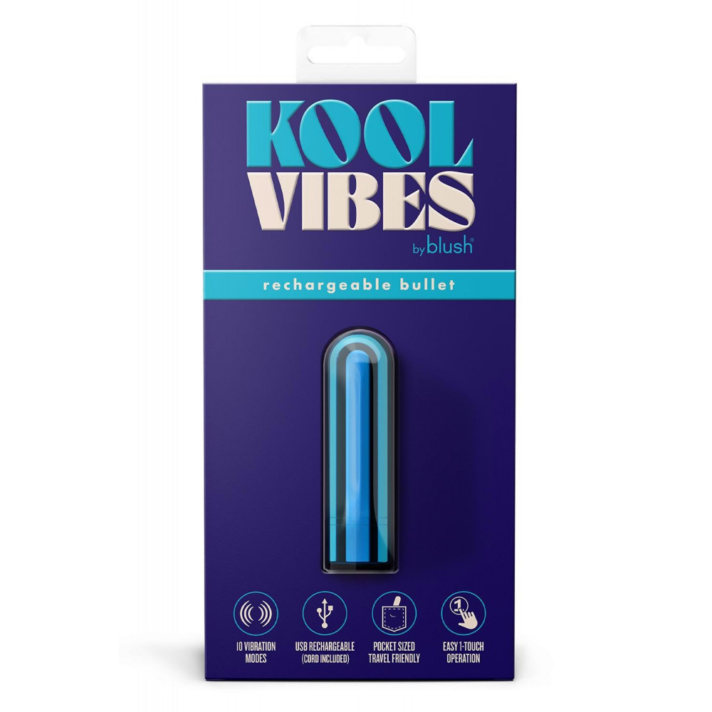 Разное - Перезаряжаемая вибрирующая пуля Blush Kool Vibes Mini голубая 4