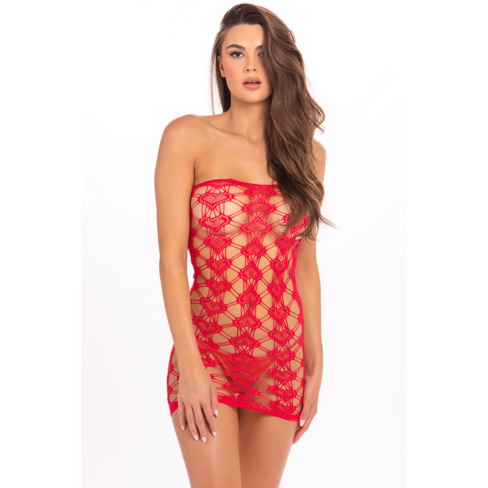 Бодистокинг - Платье в крупную сетку QUEEN OF HEARTS TUBE DRESS RED, OS