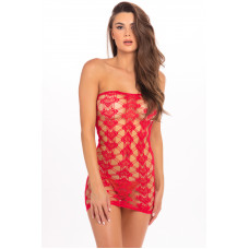 Платье в крупную сетку QUEEN OF HEARTS TUBE DRESS RED, OS