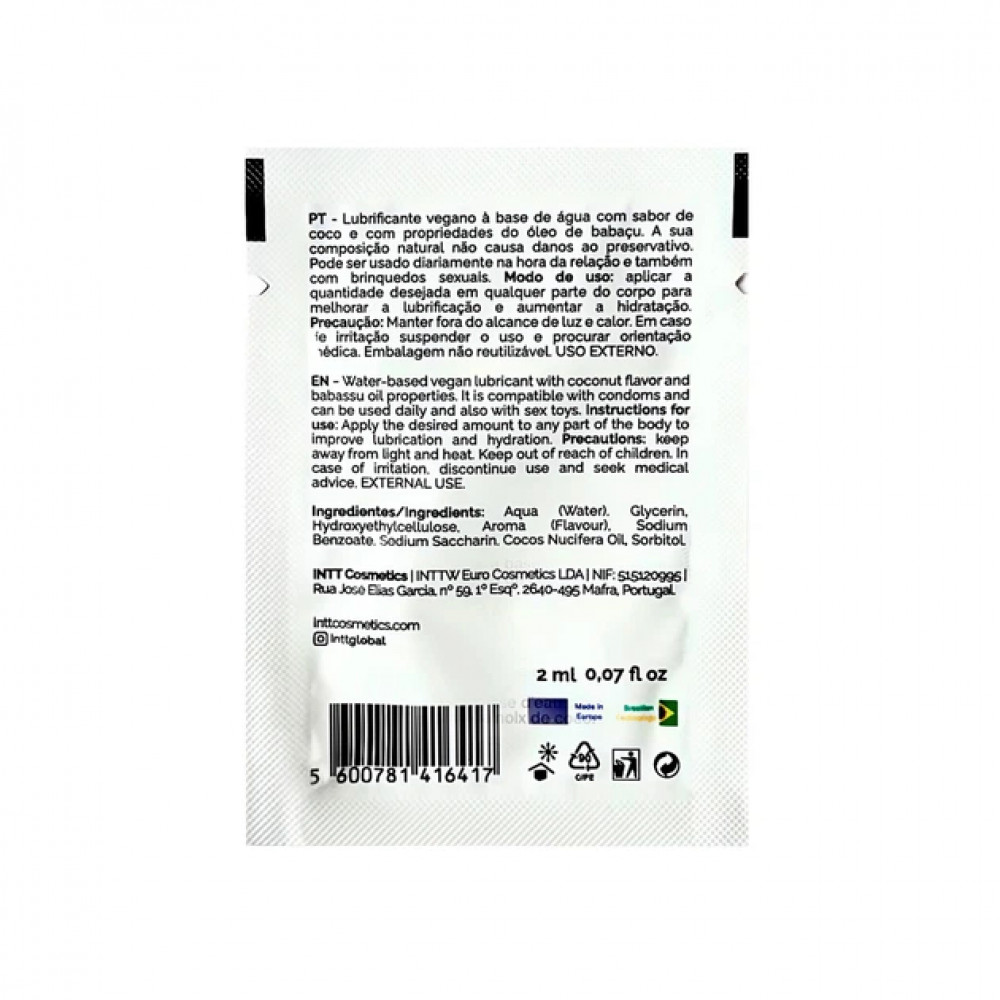  - Саше лубрікант Intt Coconut (Vegan) на водній основі, з ароматом кокоса, 2 мл 1
