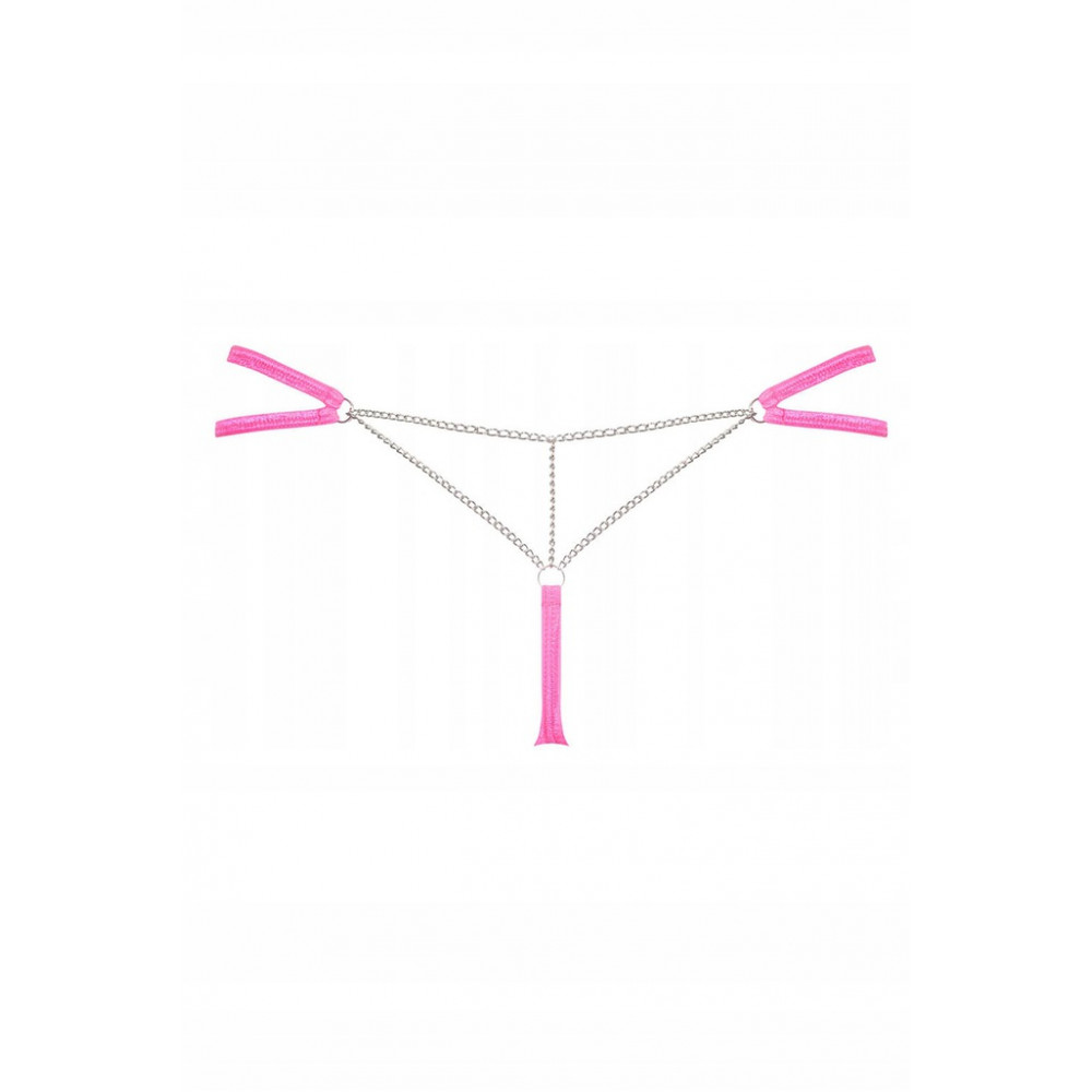 Эротическое белье - Сексуальные стринги с цепочкой Obsessive Chainty thong pink S/M 4