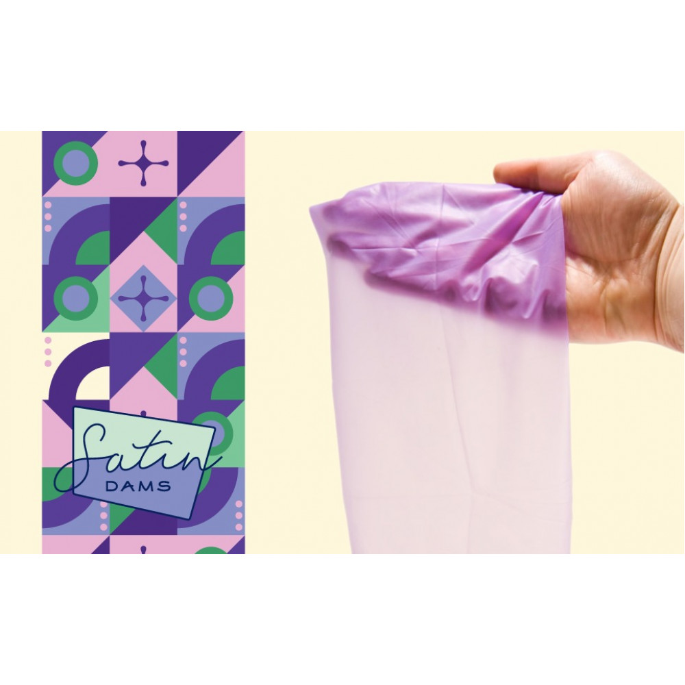 Презервативы - Салфетка латексная для орального секса Grape Satin One Latex Dams со вкусом винограда, 1 шт. 1