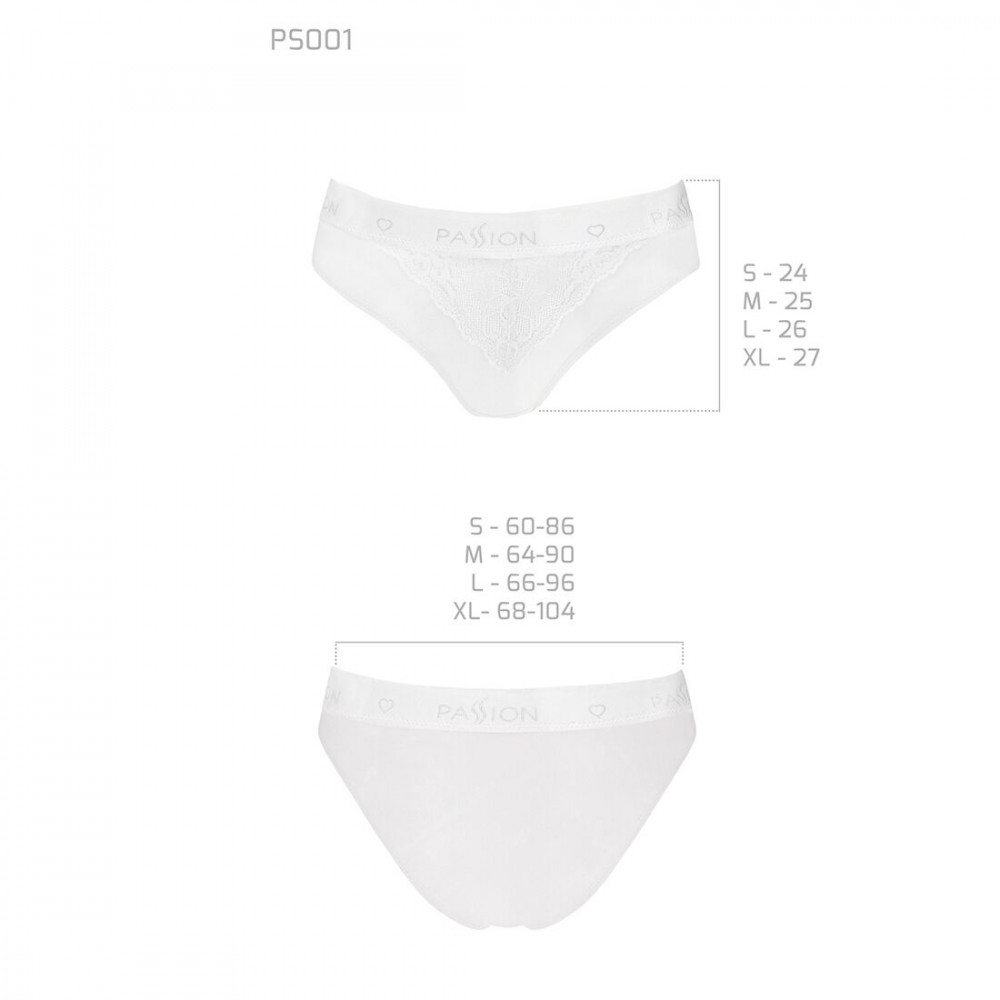 Эротические комплекты - Трусики с широкой резинкой и кружевом Passion PS001 PANTIES white, size S 1