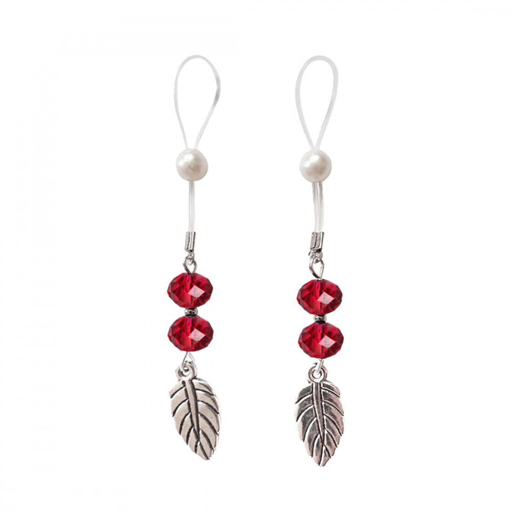 Интимные украшения - Сексуальные украшения для сосков с листиком Nipple Jewelry Leaf, цвет красный