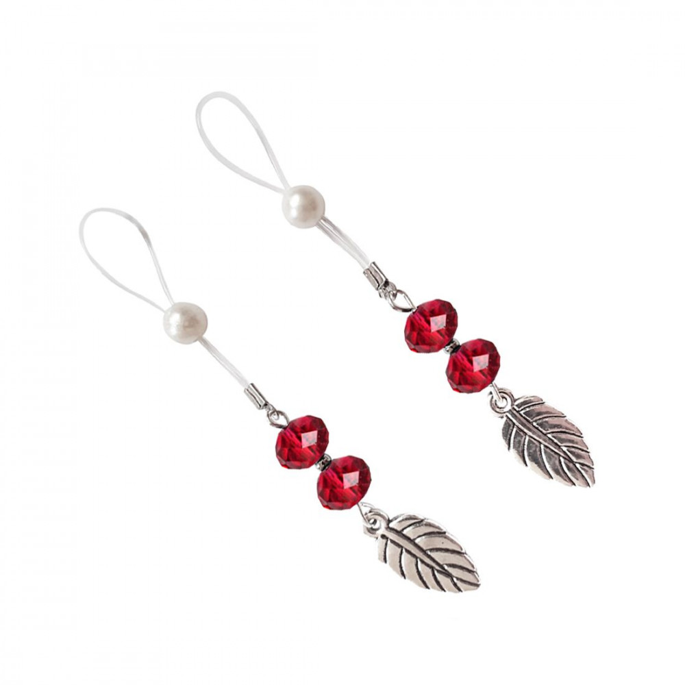 Интимные украшения - Сексуальные украшения для сосков с листиком Nipple Jewelry Leaf, цвет красный 2