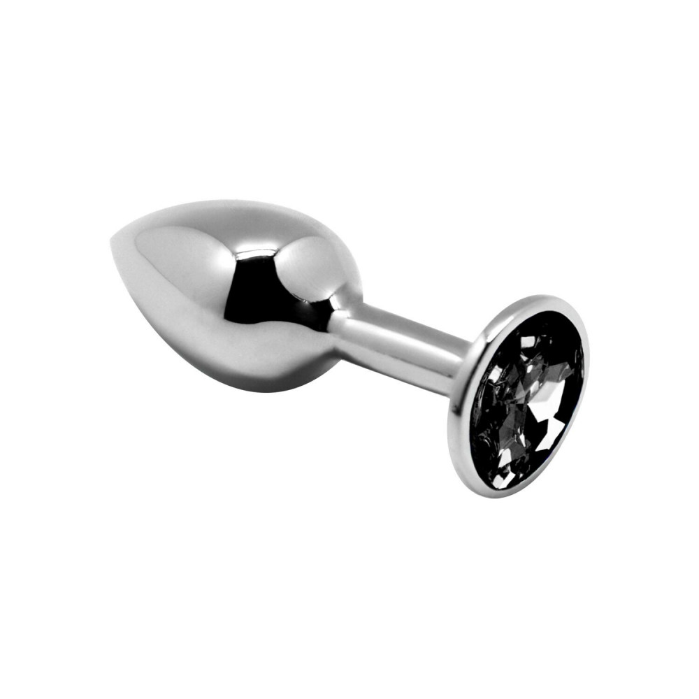 Анальная пробка - Металлическая анальная пробка с кристаллом Alive Mini Metal Butt Plug Black M