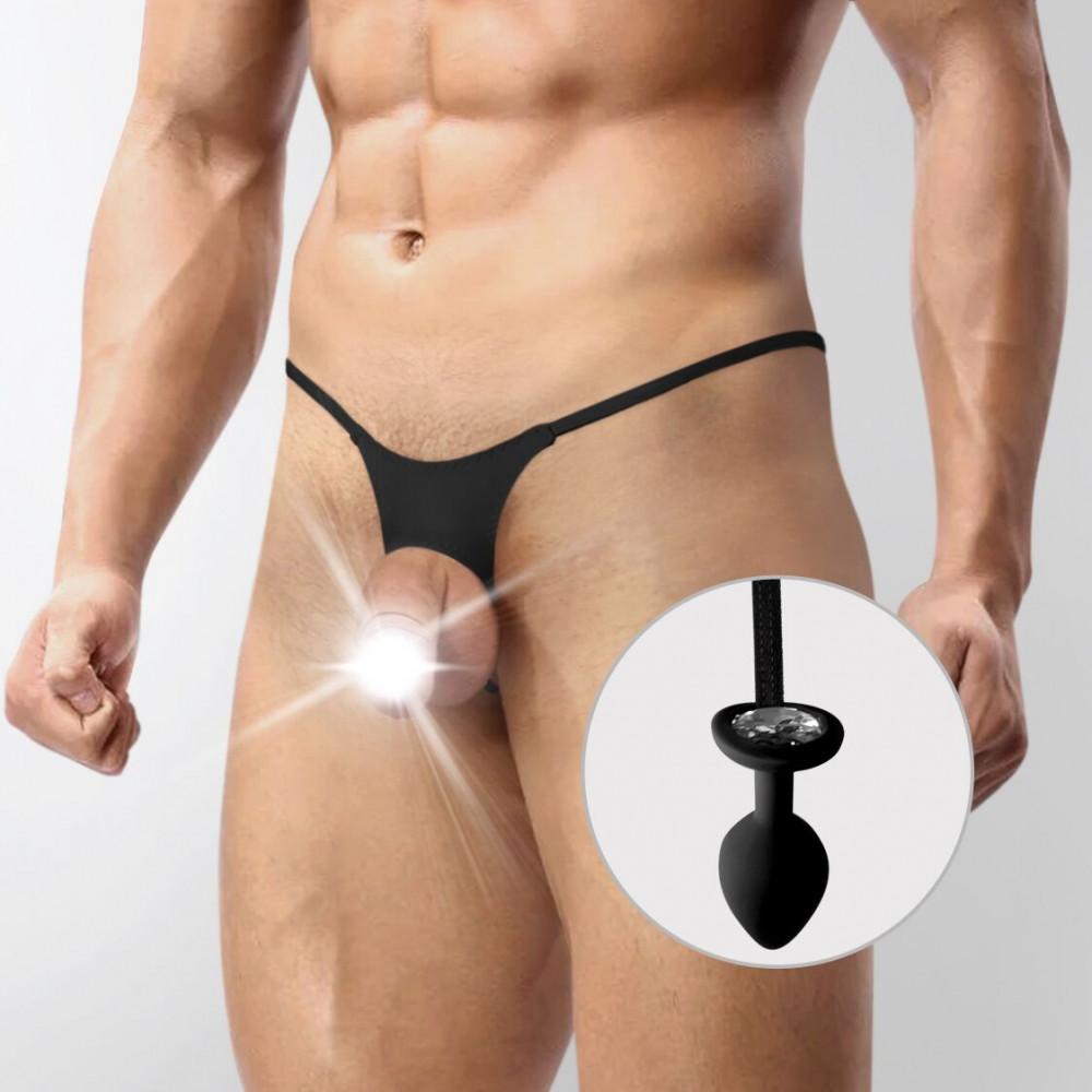 Стринги, трусы и шорты - Мужские трусы XS-2XL с силиконовой анальной пробкой Art of Sex - Joni plug panties size L Black