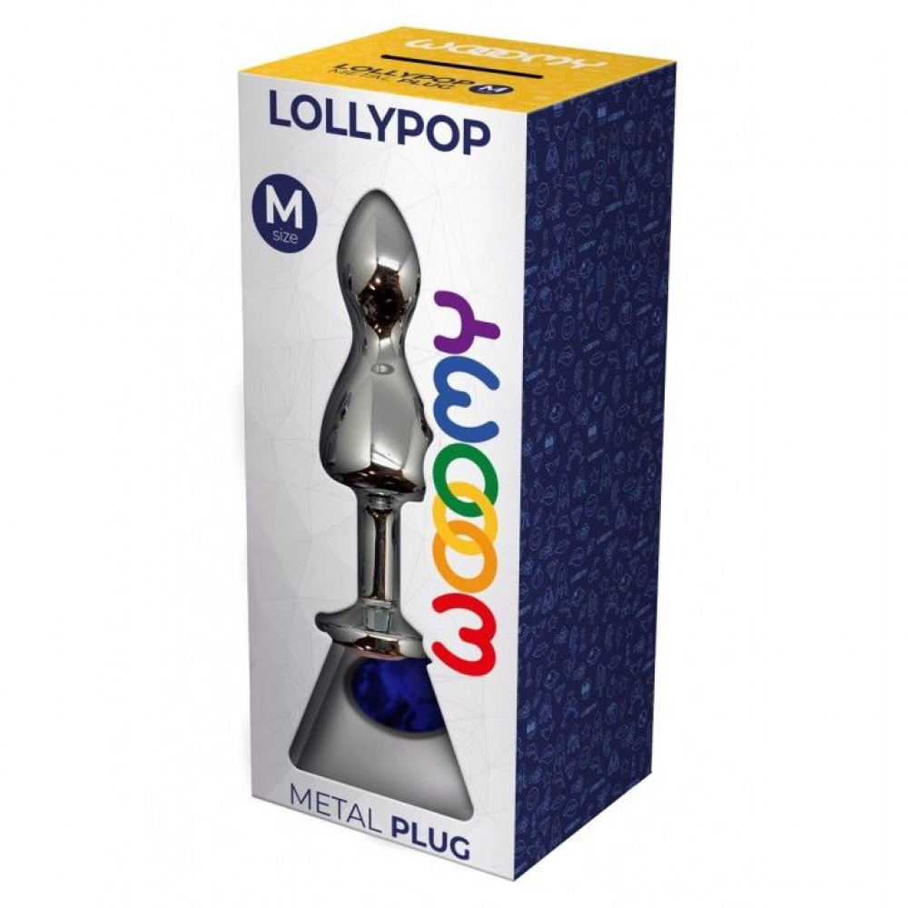 Анальная пробка - Металлическая анальная пробка Wooomy Lollypop Double Ball Metal Plug Blue M диаметр 3,1, длина 9,4 с 2