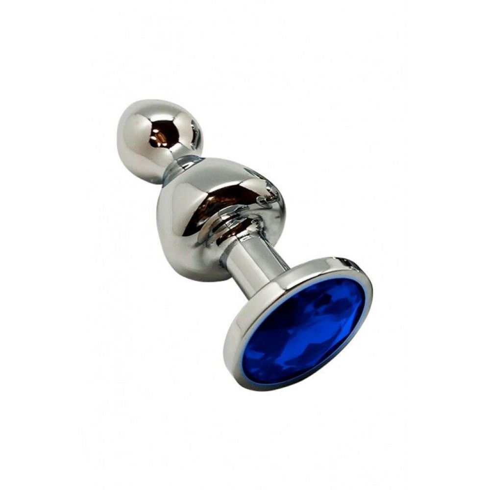 Анальная пробка - Металлическая анальная пробка Wooomy Lollypop Double Ball Metal Plug Blue M диаметр 3,1, длина 9,4 с