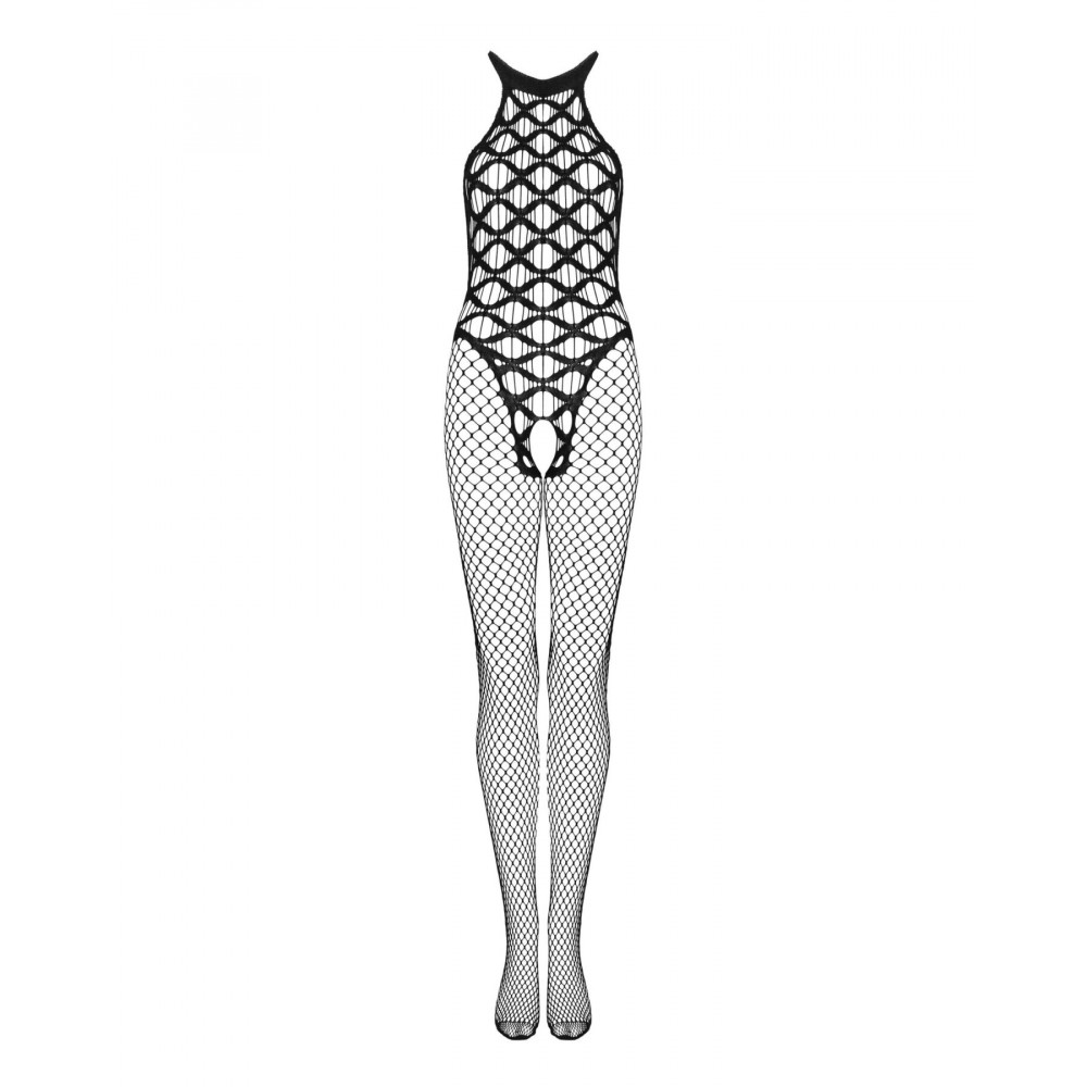 Бодистокинг - Сетчатый бодистокинг с имитацией боди Obsessive Bodystocking G332 S/M/L, black, с доступом 4