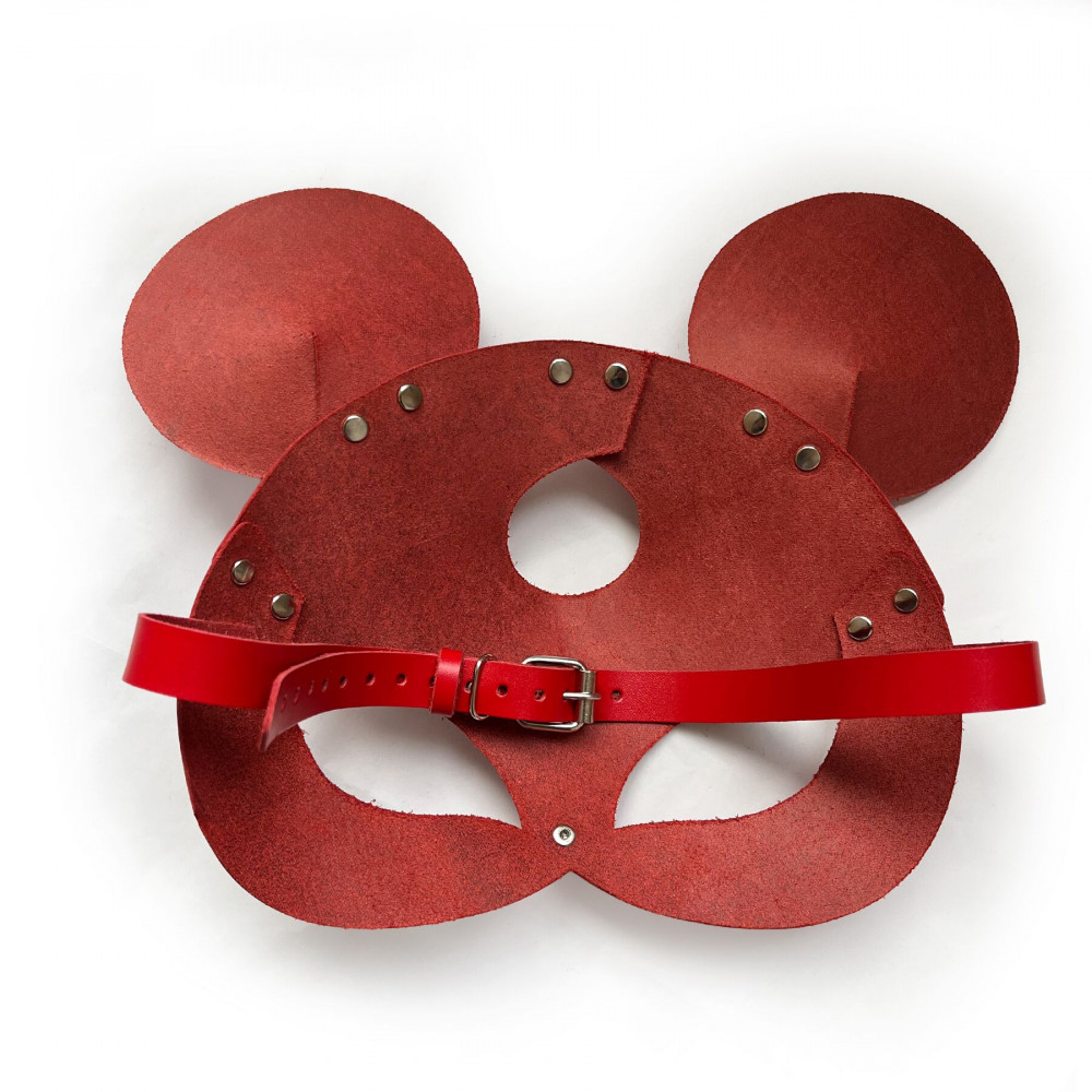 Маски - Кожаная маска зайки Art of Sex - Mouse Mask, цвет Красный 2