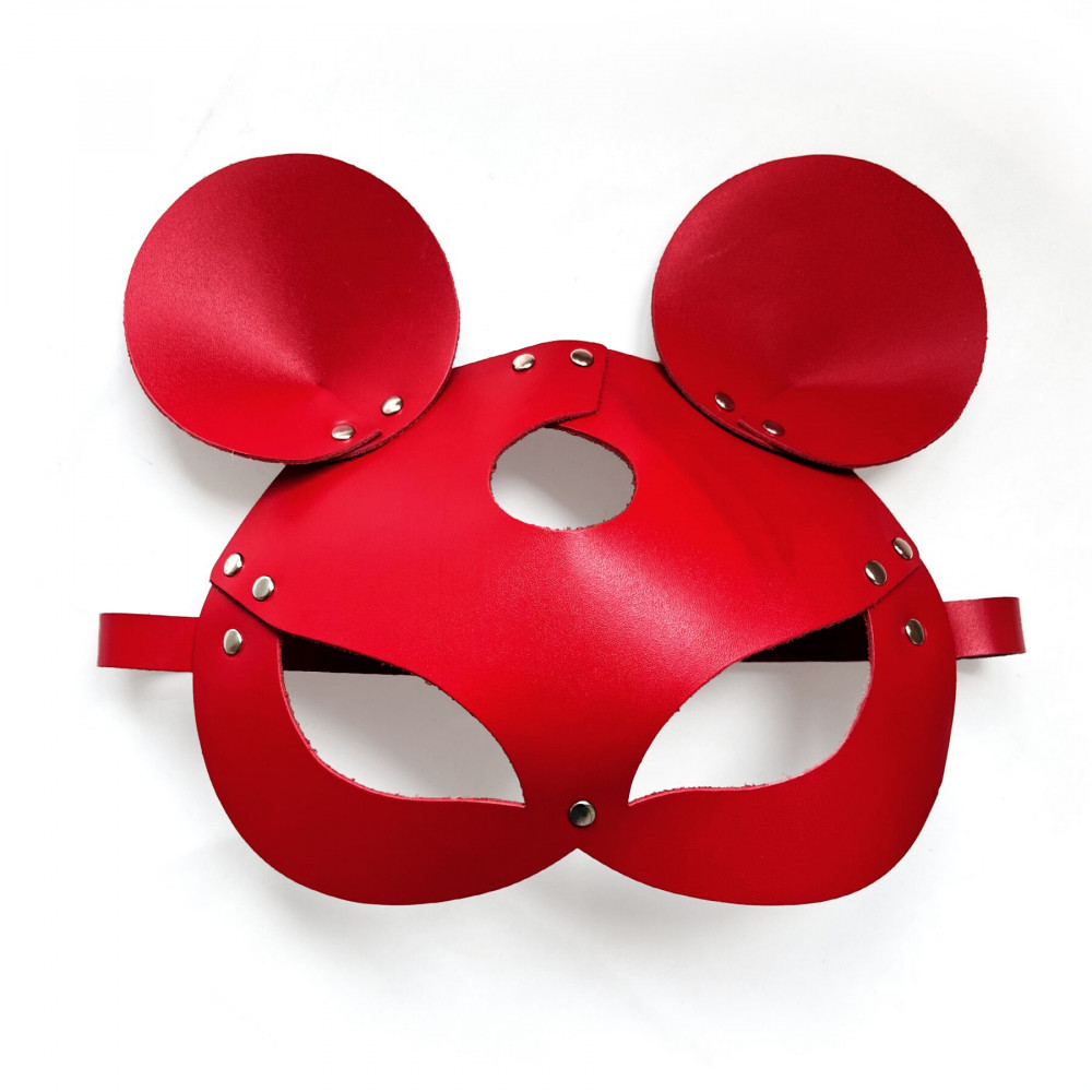 Маски - Кожаная маска зайки Art of Sex - Mouse Mask, цвет Красный 3