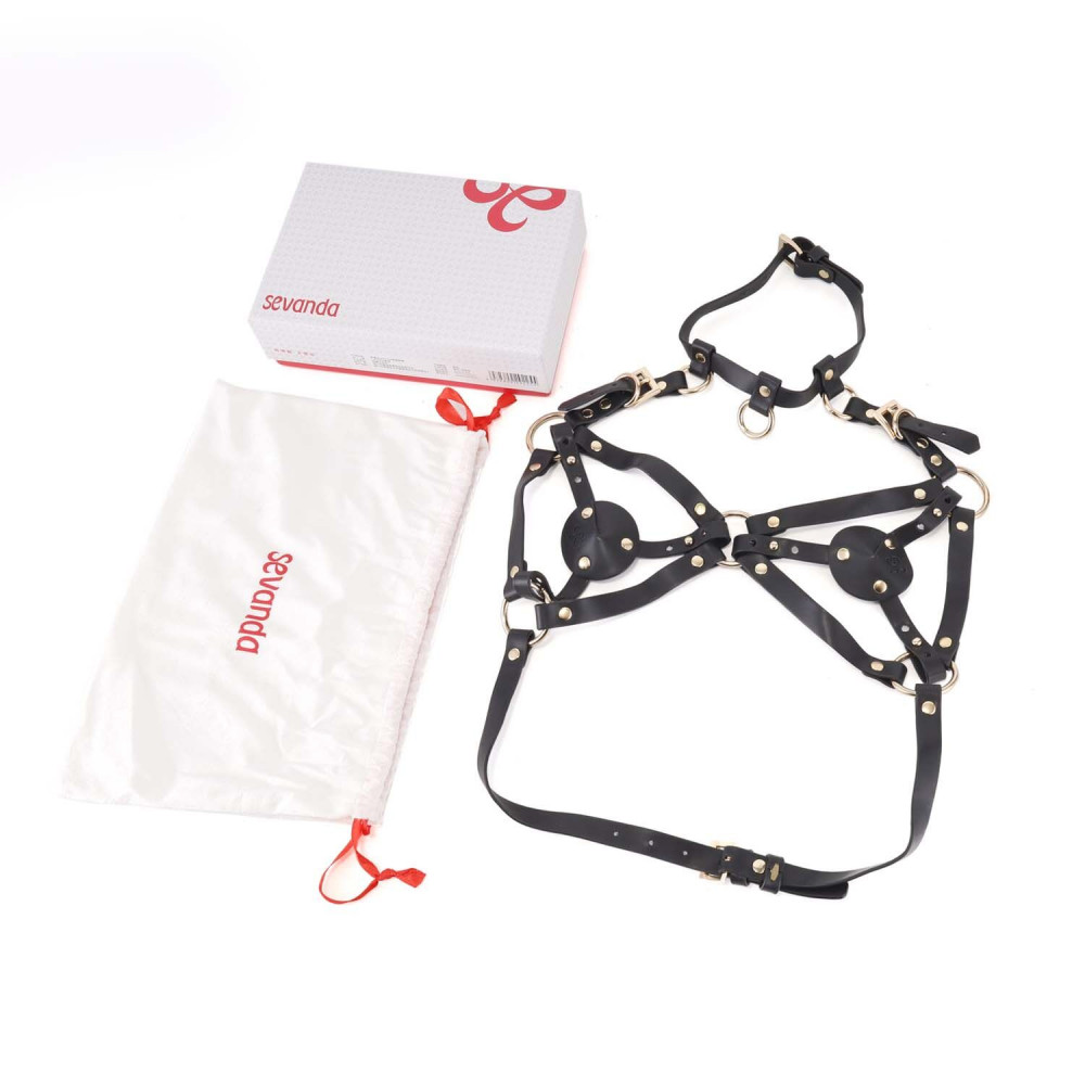 Чокеры, портупеи - Портупея на грудь LOCKINK SEVANDA Queen Chest Harness with Removable Bra 8