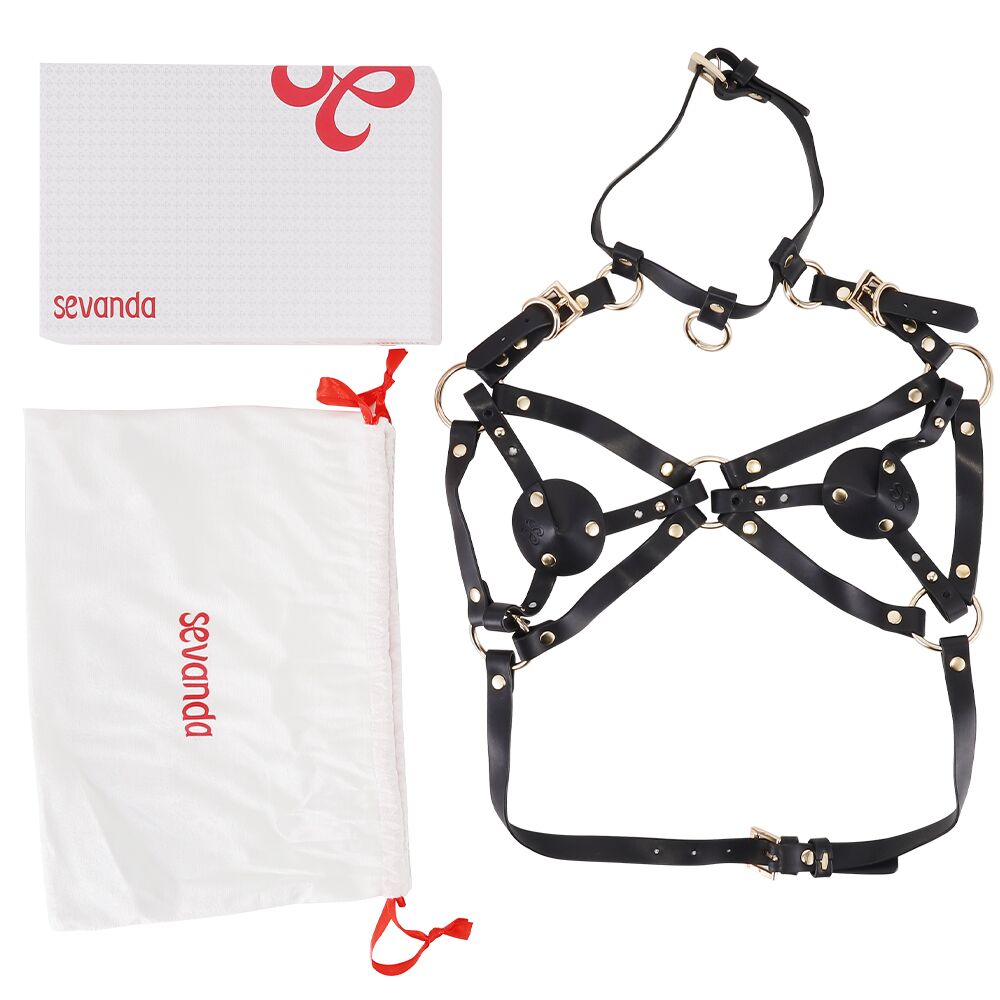 Чокеры, портупеи - Портупея на грудь LOCKINK SEVANDA Queen Chest Harness with Removable Bra 7