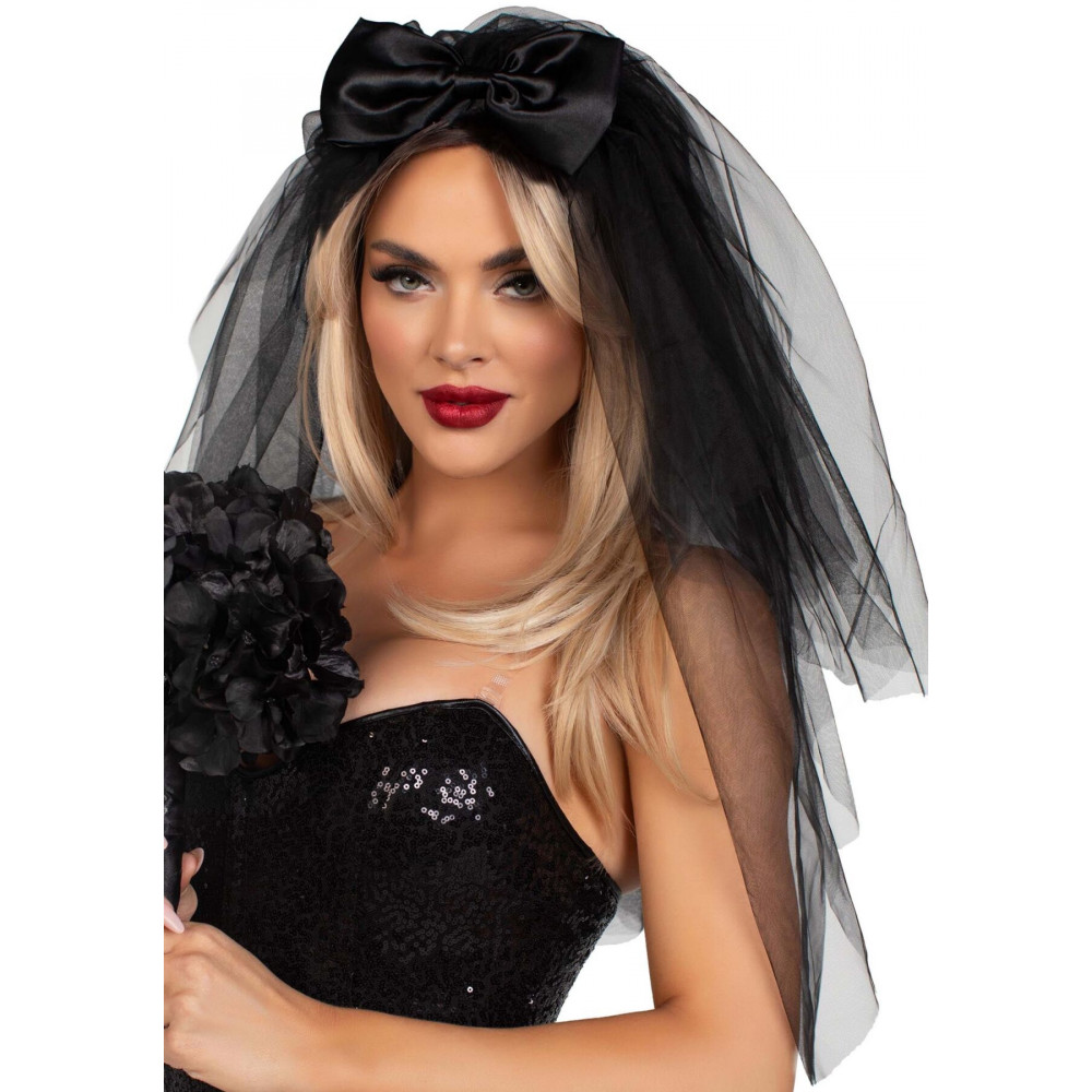 Ролевые костюмы - Фата невесты Leg Avenue Tiered bridal veil O/S Black 2