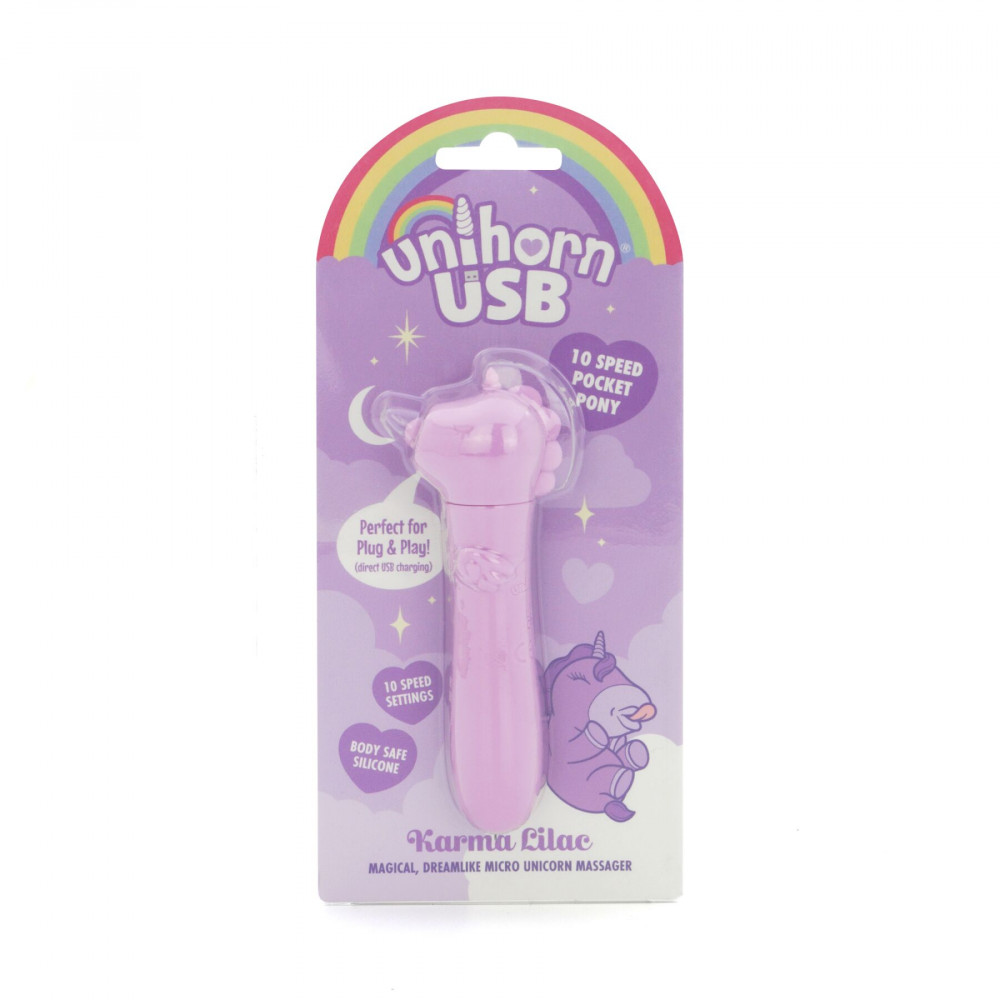 Вибропули и мини-вибраторы - Вибратор-единорожка Unihorn USB Bullet – Karma Lilac, вибропуля, USB-зарядка, 10 режимов 5