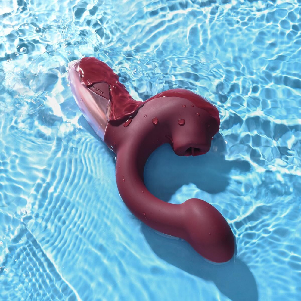 Вибратор-кролик - Смарт-вибратор Magic Motion Ponder Red, двойная стимуляция, виброяйцо+язычок для клитора 9