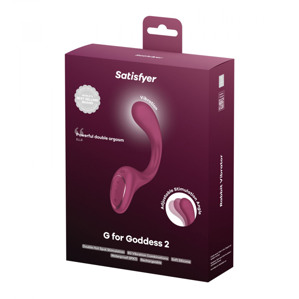 Вибратор-кролик - Вагинально-клиторальный вибратор Satisfyer G for Goddess 2 Wine Red, 2 мотора 4