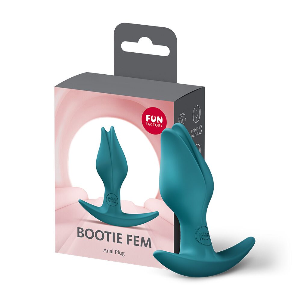 Анальні іграшки без вібрації - Анальна пробка Fun Factory BOOTIE FEM Bottle Green, у вигляді бутона, діаметр 2,9 см, тонкий обмежувач 5